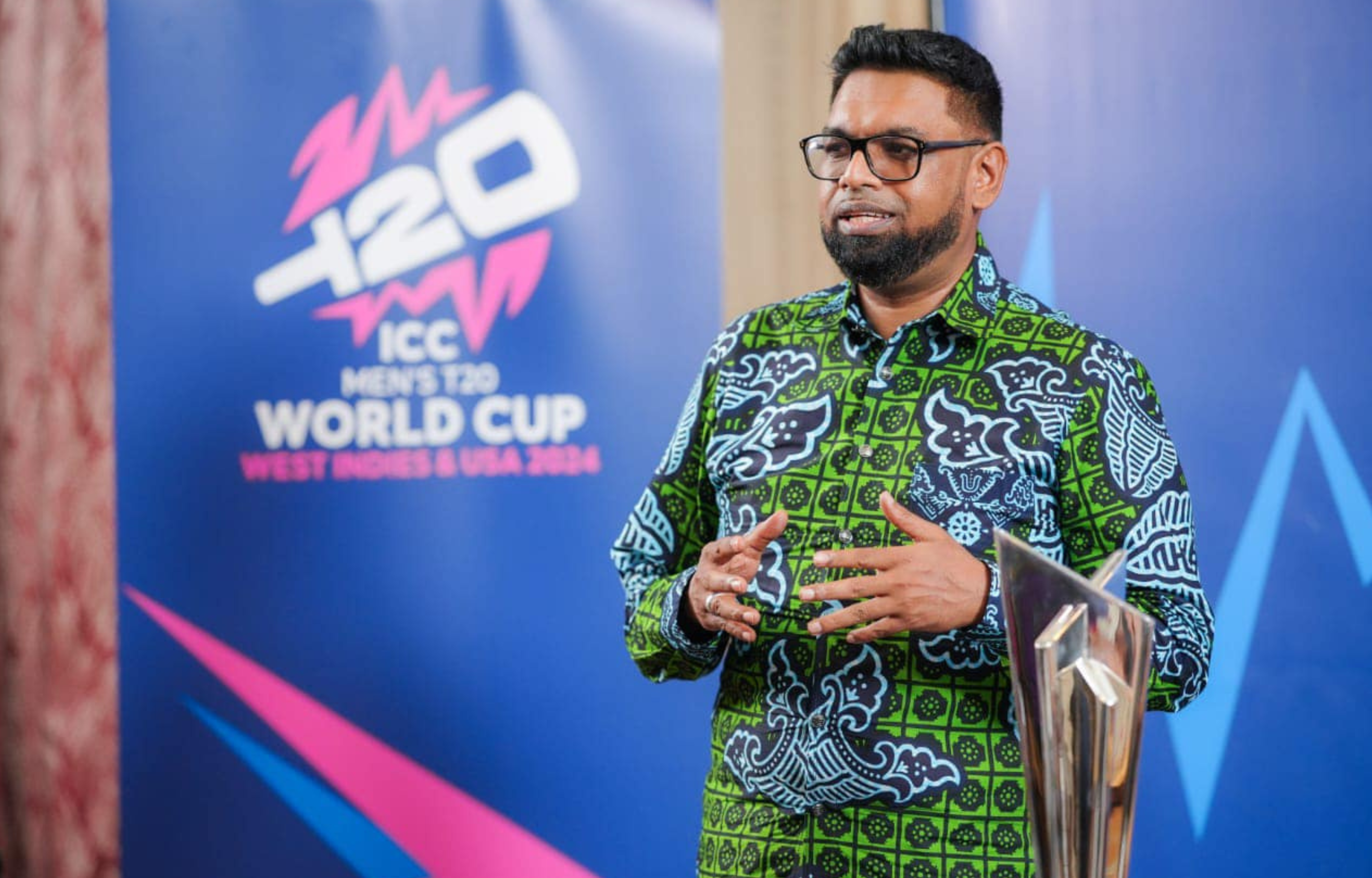 President Ali Welcomes ICC T20 World Cup Trophy to Guyana