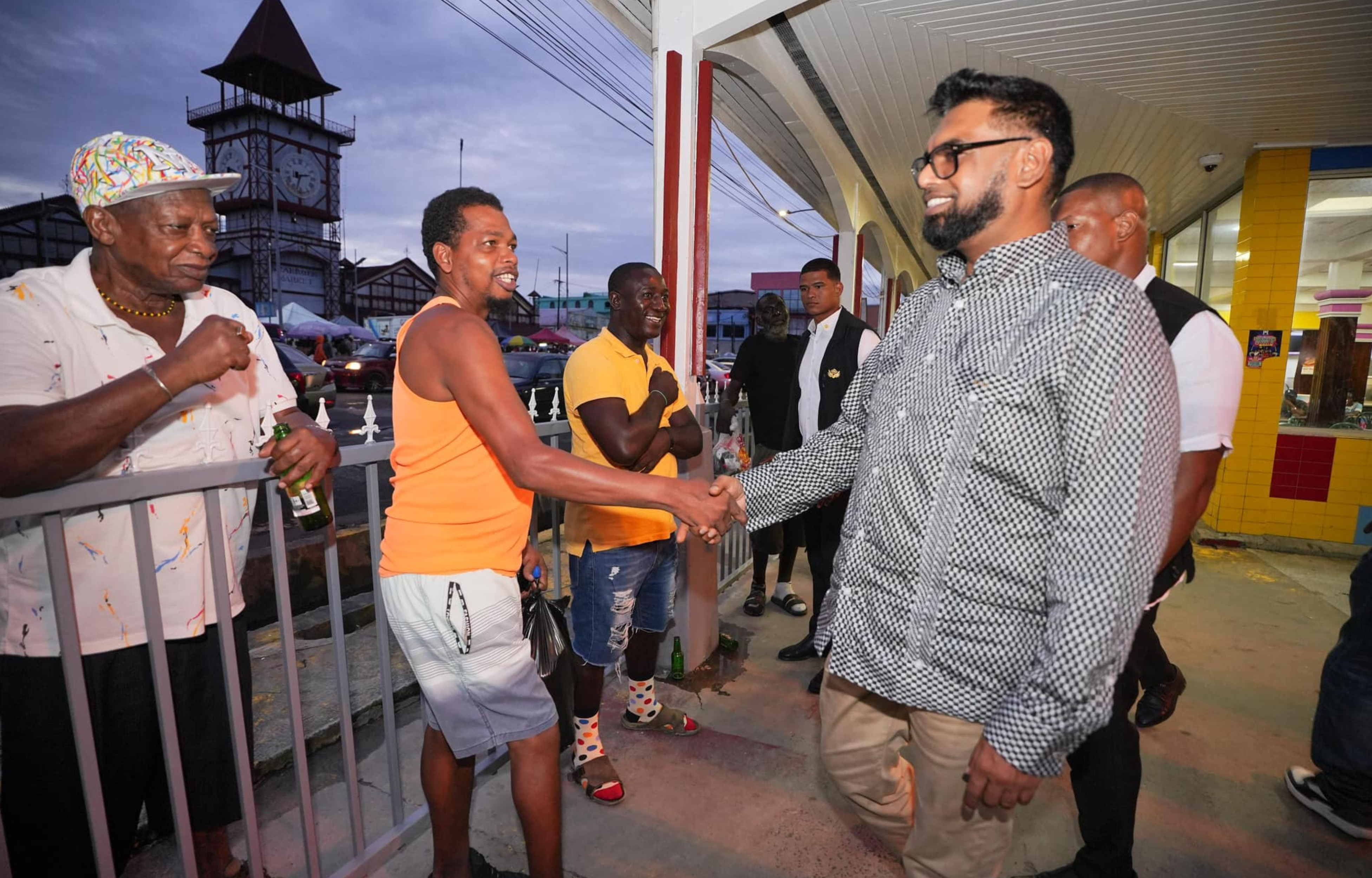 President Dr. Irfaan Ali Engages with Citizens During Stabroek Walkabout