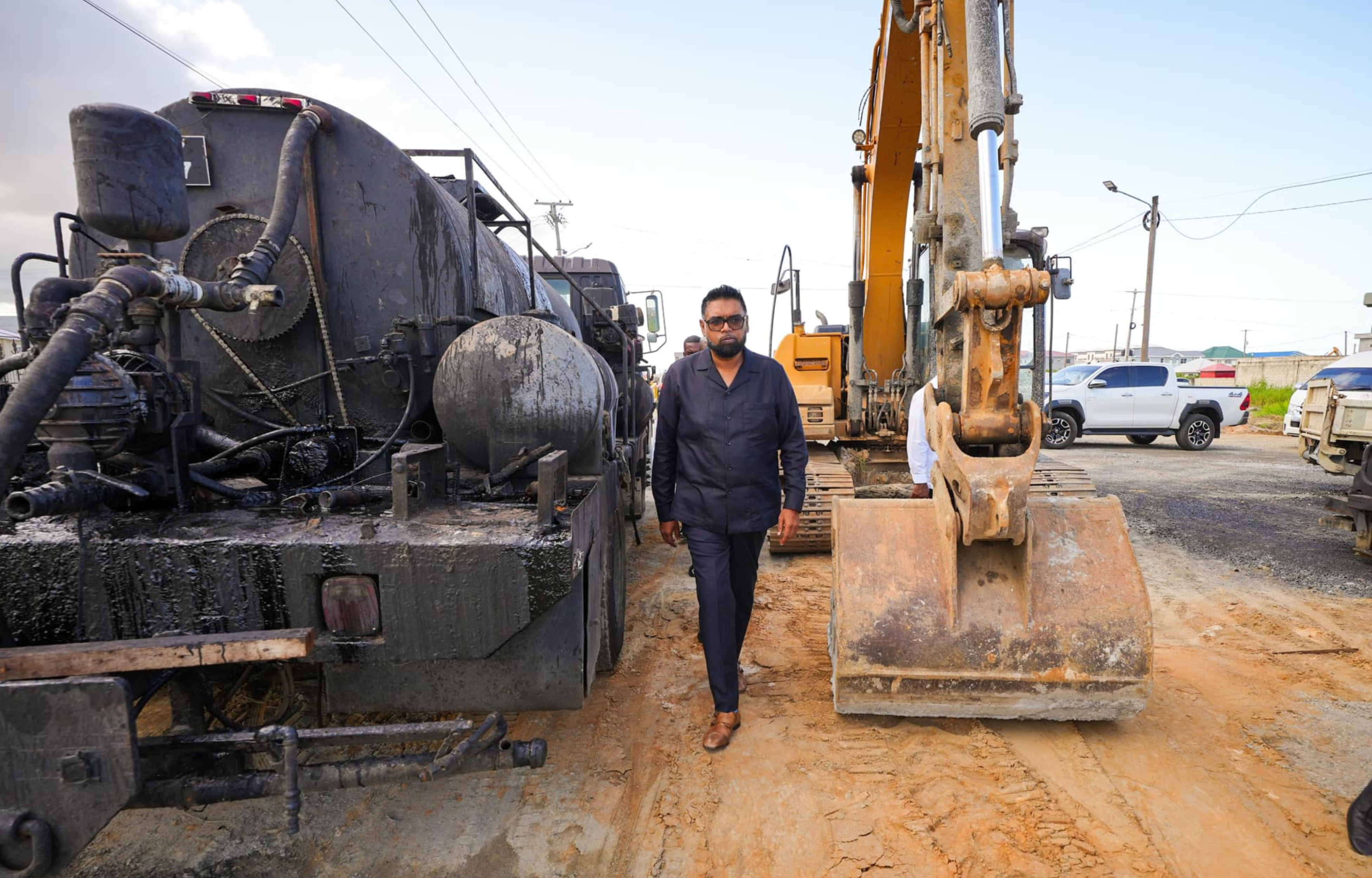 President Irfaan Ali Inspects Progress on Major Roadworks